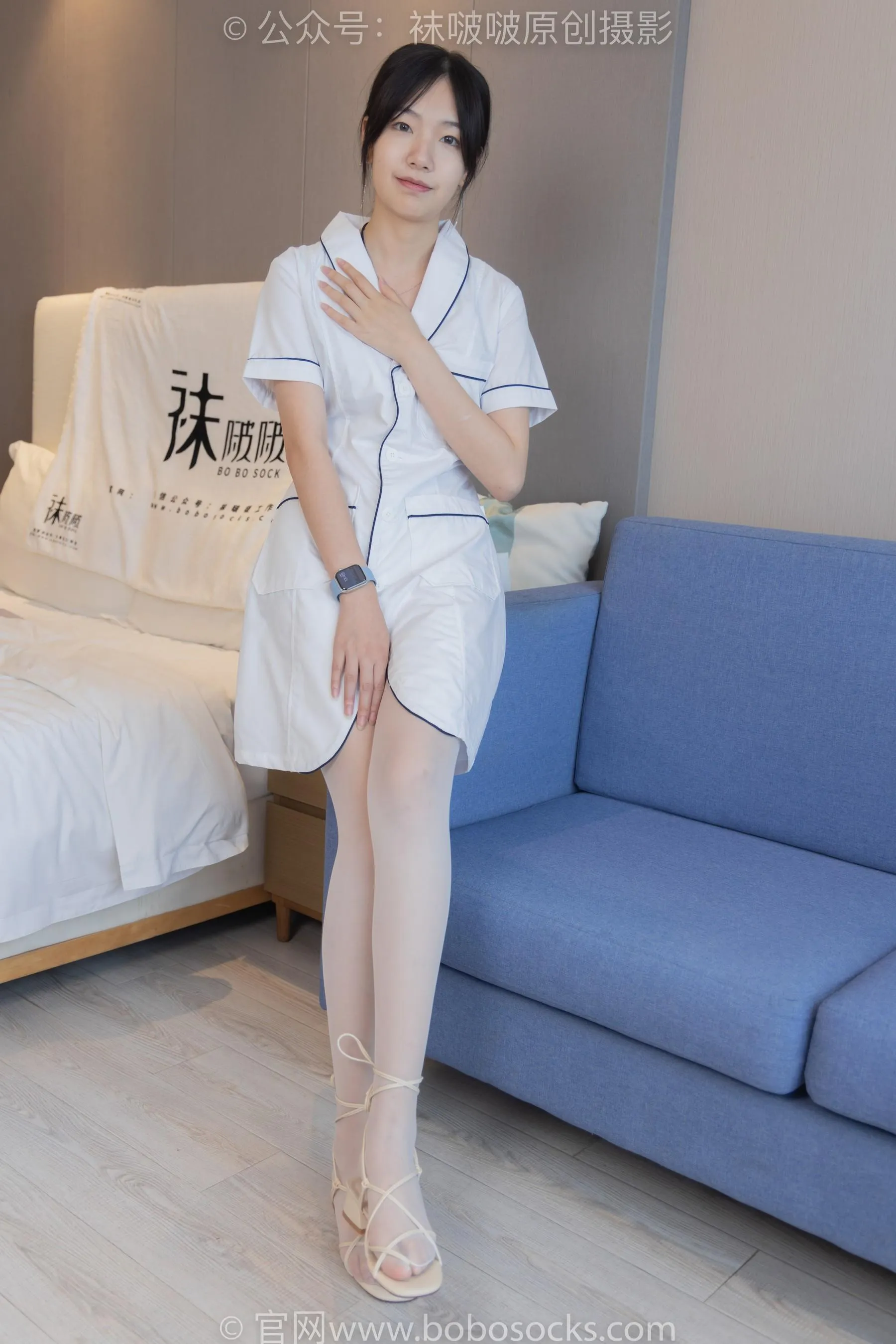 [BoBoSocks袜啵啵]NO.206 小甜豆-绑带凉鞋、白丝大腿袜、小护士服 [89P]插图9